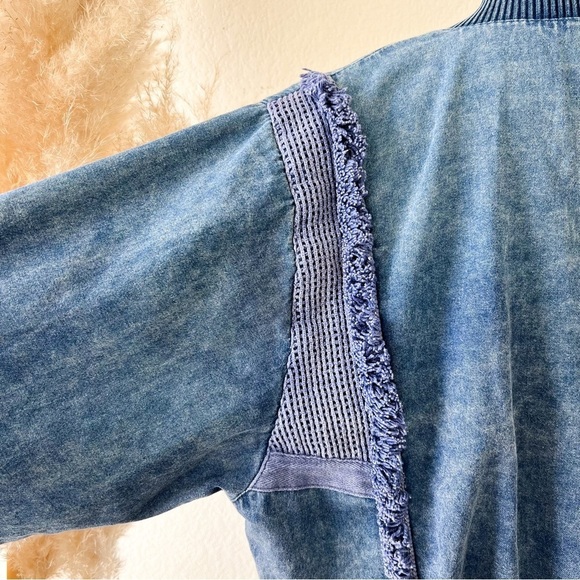 VINTAGE Marsha Sport Chambray Crochet Zip Up Bomber Jacket - Picture 13 of 16